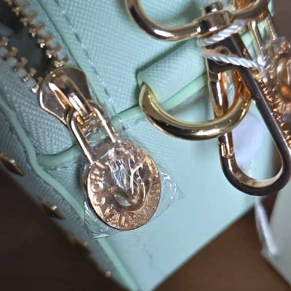 Valentino Orlandi Light Green Crossbody Bag with Gold Accents - Picture 5 of 5